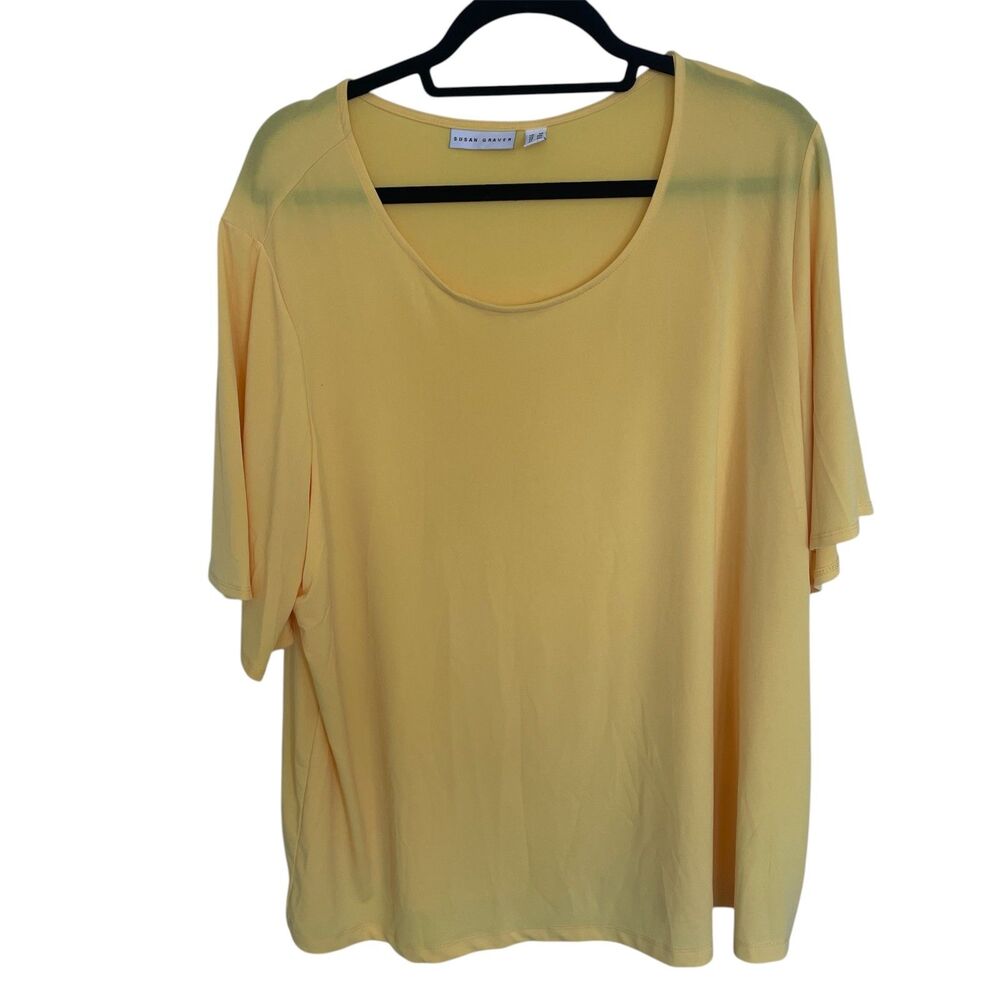 Susan Graver Liquid Knit Top Sz 2X Flowy Casual Modest Summer Capsule Stretch